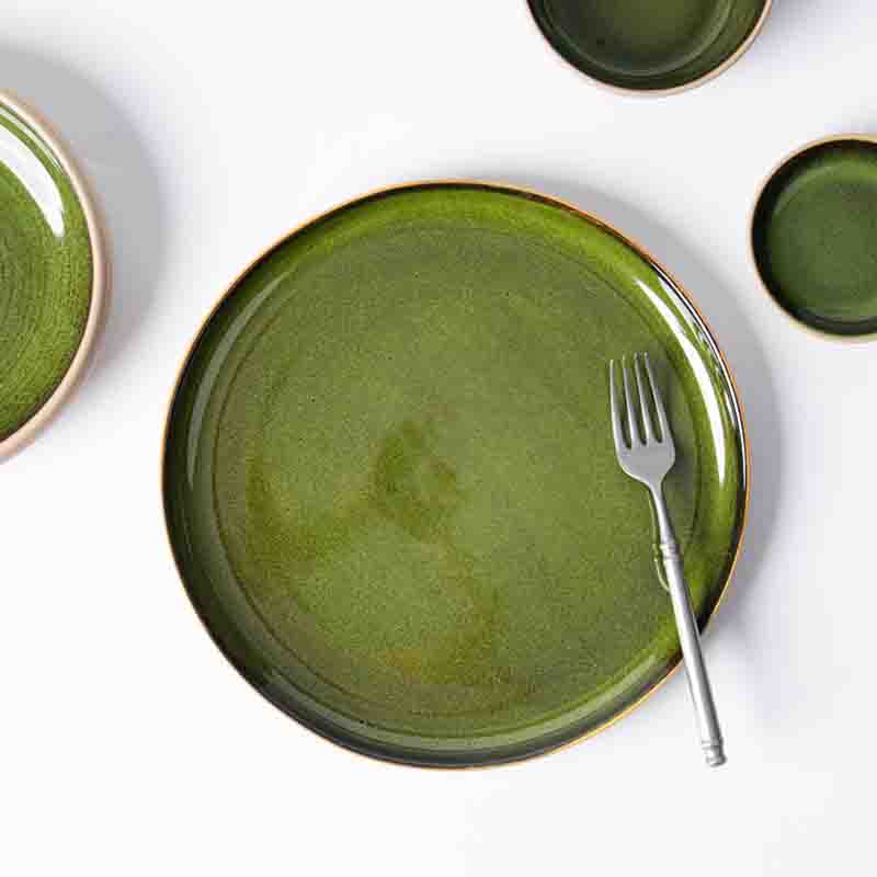 Green Restaurant Plate أدوات مائدة من الخزف الأخضر طبق عشاء للمطاعم لتناول الطعام التجاري