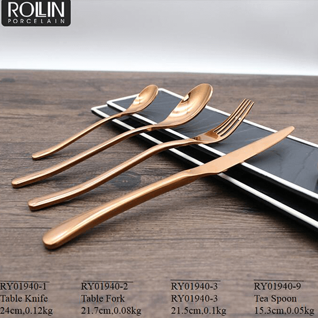 مطعم أدوات المائدة مجموعة أدوات المائدة الذهب 304 الفولاذ المقاوم للصدأ سكين السكاكين 
