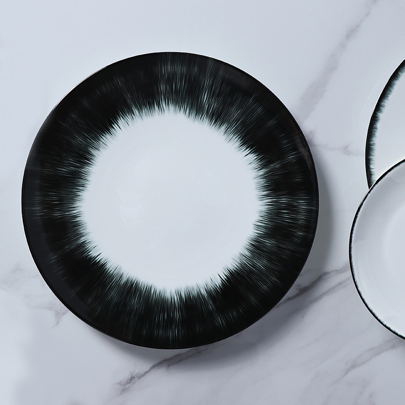 فندق وير أدوات مائدة جديدة لوحة طعام طعام بحري تصميم قنفذ أبيض وأسود أواني طعام صينية