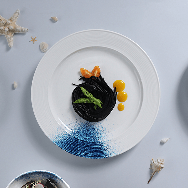 بورسلين فاكتوري ، تجهيزات الفنادق ، مجموعة أدوات المائدة ، مجموعة أطباق المأكولات البحرية باستا ، مجموعة أطباق الإسكالوب ، مجموعة أواني الطعام للمطعم