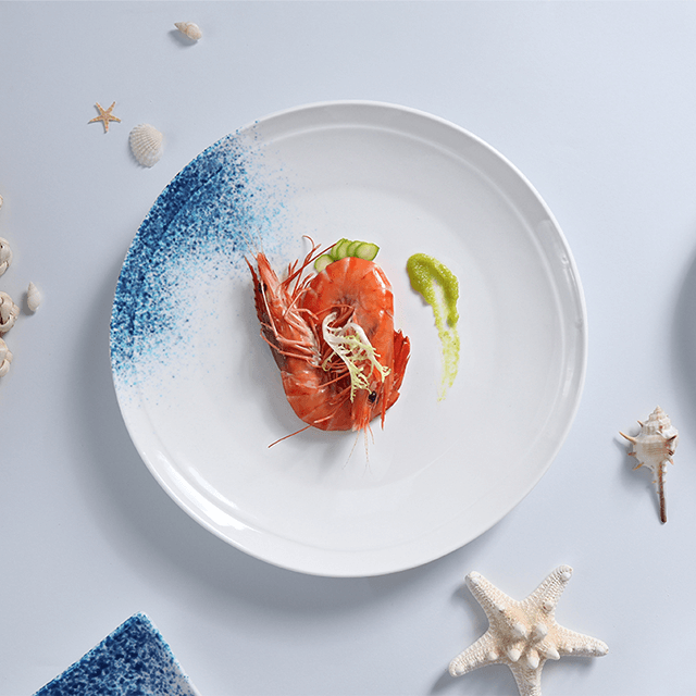 بورسلين فاكتوري ، تجهيزات الفنادق ، مجموعة أدوات المائدة ، مجموعة أطباق المأكولات البحرية باستا ، مجموعة أطباق الإسكالوب ، مجموعة أواني الطعام للمطعم