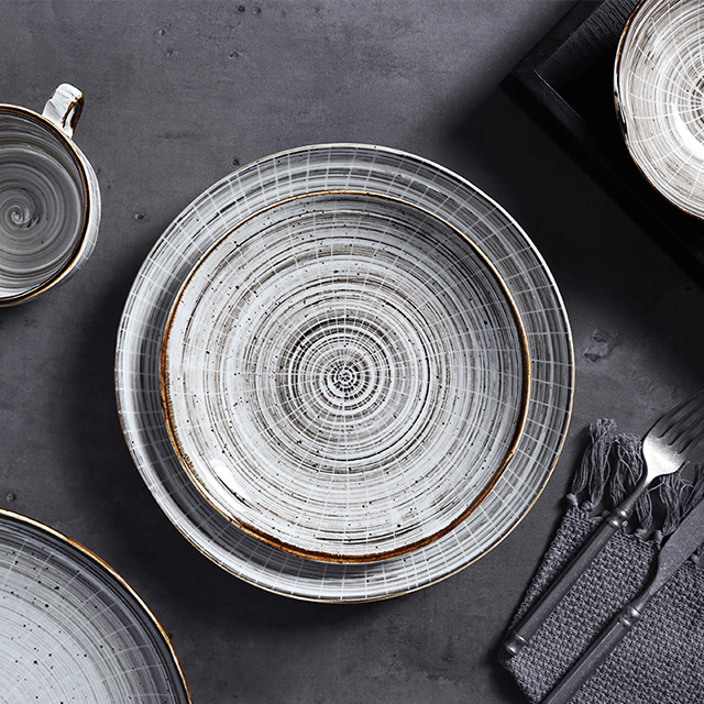 لوحة بورسلين مستديرة 25 سم لألواح مطعم سوبر حجرية للأمازون 