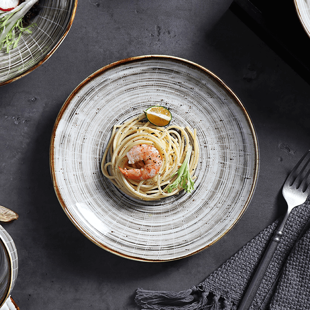 لوحة بورسلين مستديرة 25 سم لألواح مطعم سوبر حجرية للأمازون 