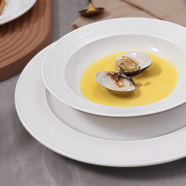 أطباق عشاء من البورسلين الأبيض تحدد أطباق السيراميك