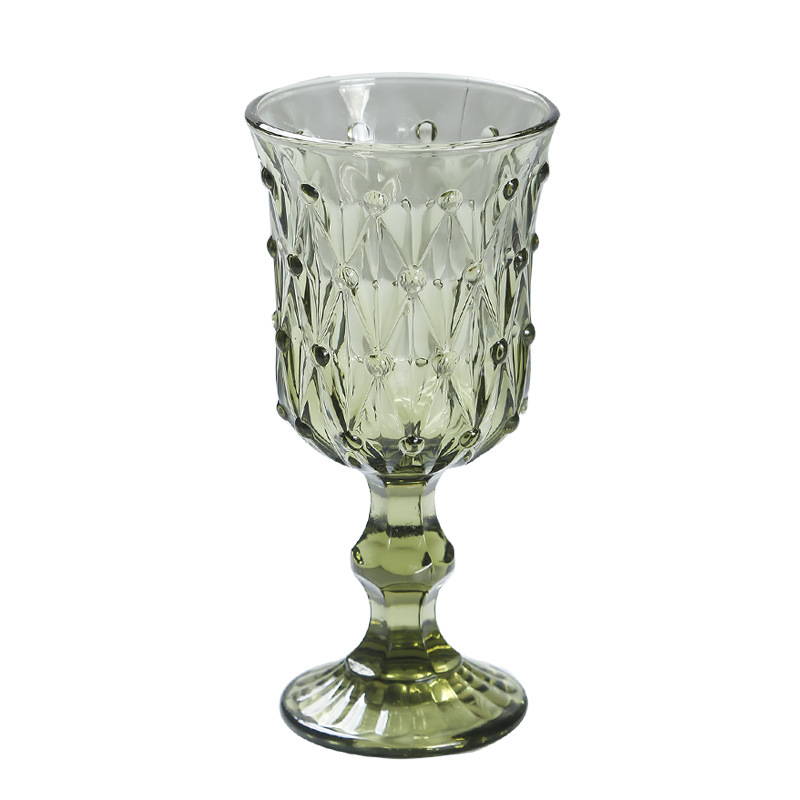 مجموعة هدايا Bar Glass Restaurant Home Gift 7.5oz كؤوس ملونة باللونين الأبيض والأخضر للنبيذ