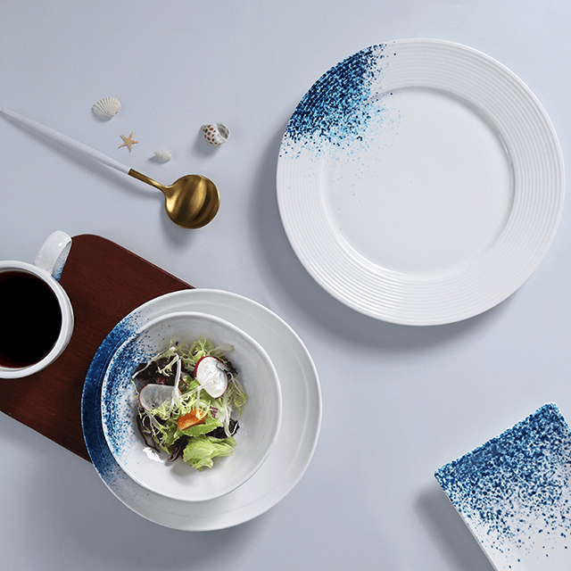 بورسلين فاكتوري ، تجهيزات الفنادق ، مجموعة أدوات المائدة ، مجموعة أطباق المأكولات البحرية باستا ، مجموعة أطباق الإسكالوب ، مجموعة أواني الطعام للمطعم