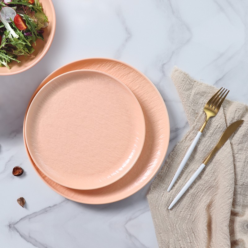 حار بيع أطباق مطعم أواني الطعام الوردي الفاتح تحت أدوات المائدة فاجيلا الزفاف المزجج